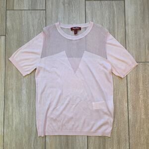 Max Mara Studio Silk Wool Knit Top Womens S Sheer Panel Designer